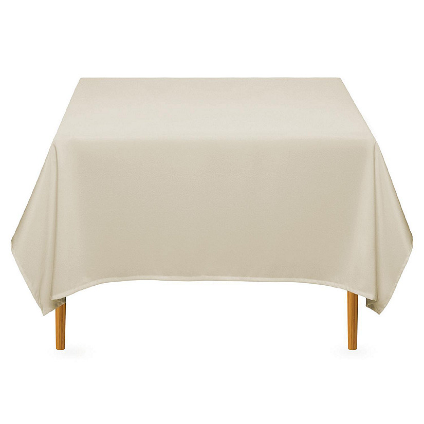 Lann's Linens 10 Pack 70" Square Wedding Banquet Polyester Fabric Tablecloth - Beige Image