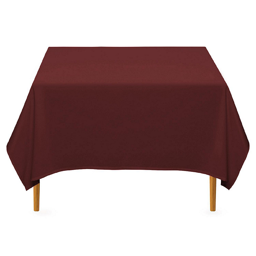 Lann's Linens 10 Pack 70" Square Wedding Banquet Polyester Fabric Tablecloth - Burgundy Image