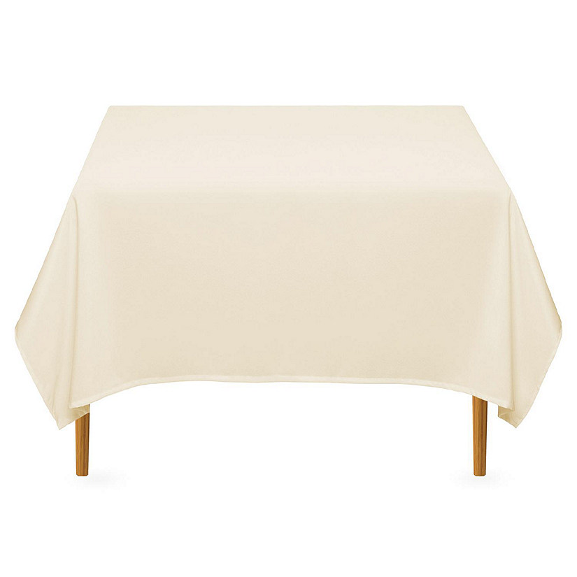 Lann's Linens 10 Pack 70" Square Wedding Banquet Polyester Fabric Tablecloth - Ivory Image