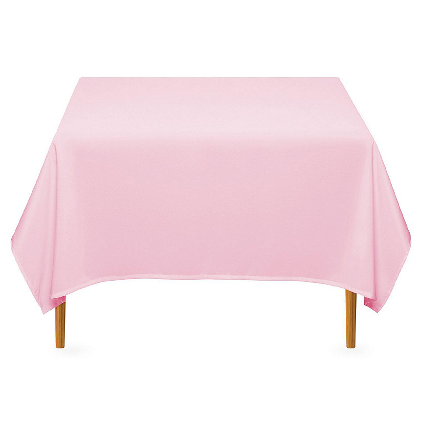 Lann's Linens 10 Pack 70" Square Wedding Banquet Polyester Fabric Tablecloth - Pink Image