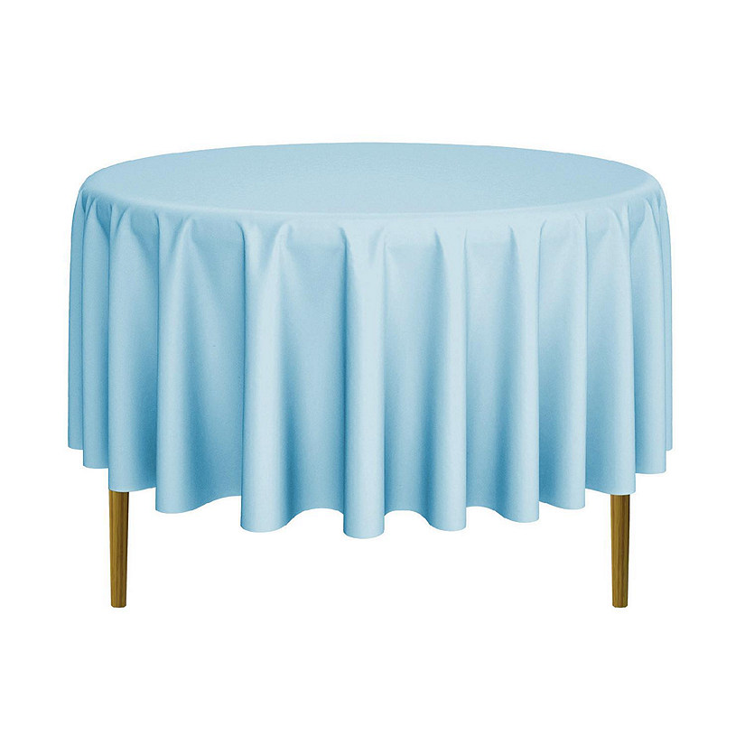 Lann's Linens 10 Pack 90" Round Wedding Banquet Polyester Fabric Tablecloths - Baby Blue Image