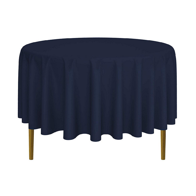 Lann's Linens 10 Pack 90" Round Wedding Banquet Polyester Fabric Tablecloths - Navy Blue Image
