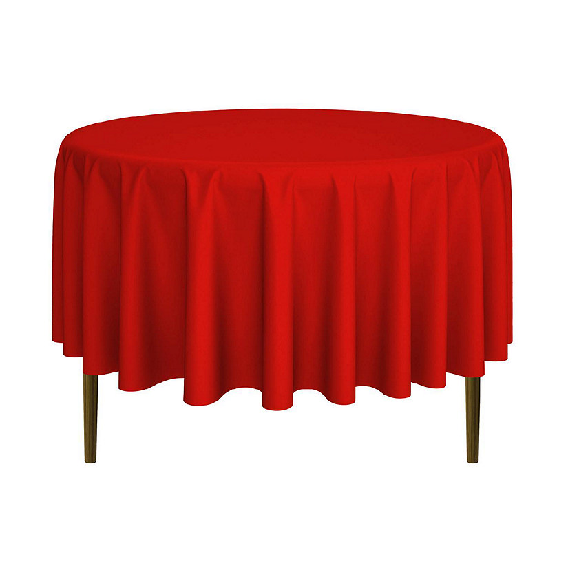 Lann's Linens 10 Pack 90" Round Wedding Banquet Polyester Fabric Tablecloths - Red Image