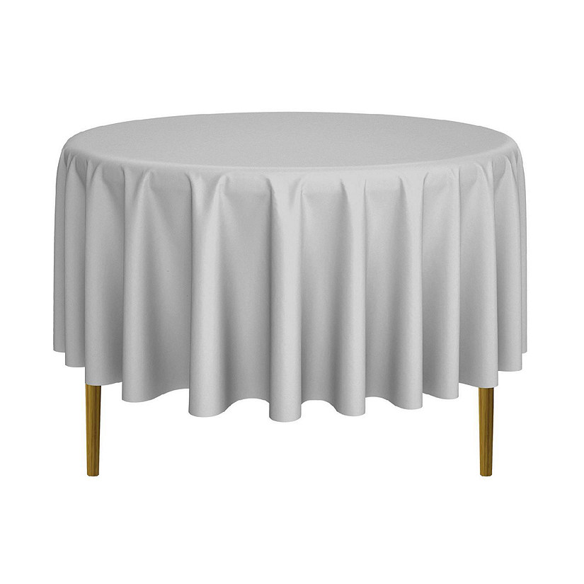 Lann's Linens 10 Pack 90" Round Wedding Banquet Polyester Fabric Tablecloths - Silver Image