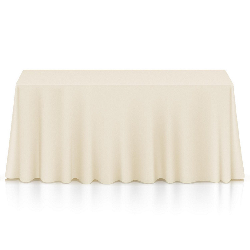 Lann's Linens 10 Pack 90" x 156" Rectangular Wedding Banquet Polyester Tablecloths - Ivory Image