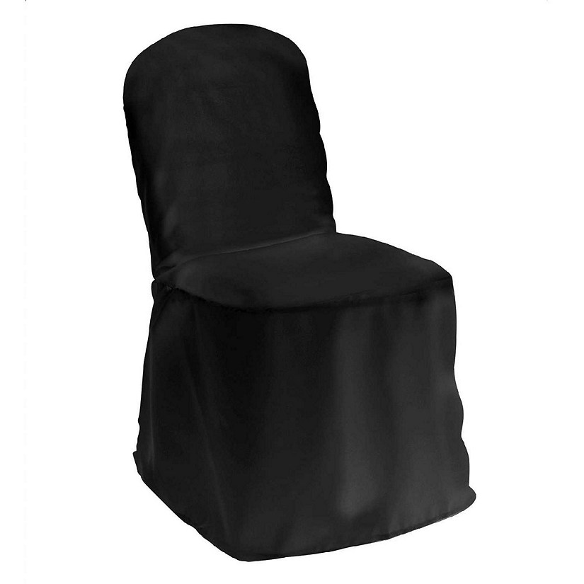 Lann's Linens 10 Wedding/Party Banquet Chair Covers - Polyester Cloth - Black Image