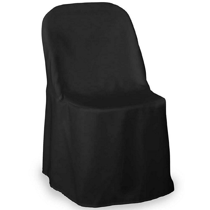 Lann's Linens 10 Wedding/Party Folding Chair Covers - Polyester Cloth - Black Image