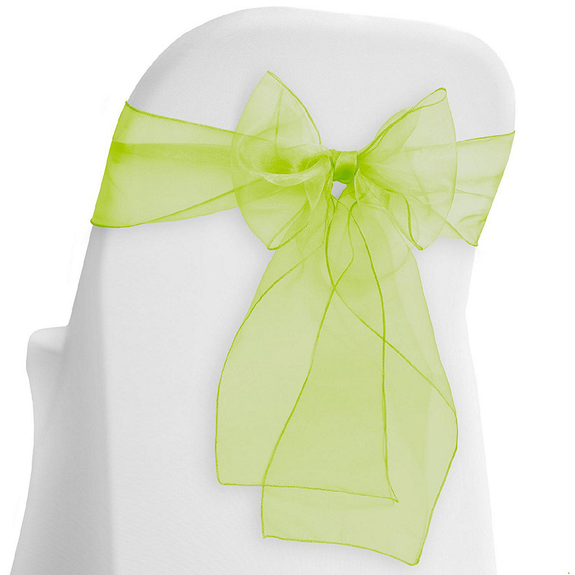 Lann's Linens 100 Organza Wedding Chair Cover Bow Sashes - Ribbon Tie Back Sash - Sage Green Image