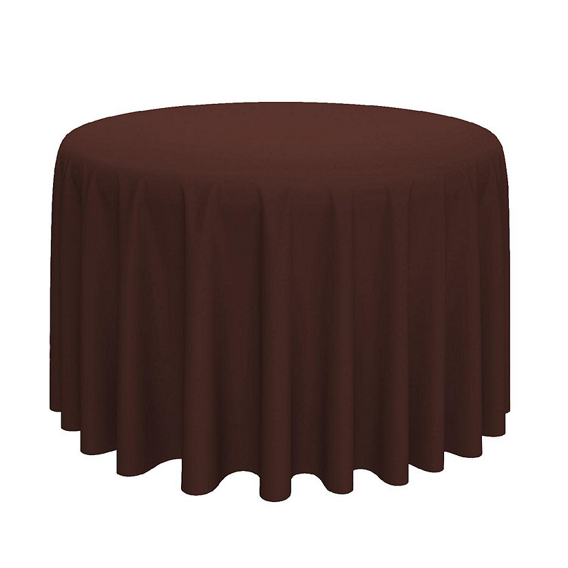 Lann's Linens 108" Round Wedding Banquet Polyester Fabric Tablecloth - Chocolate Brown Image