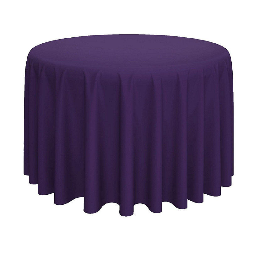 Lann's Linens 108" Round Wedding Banquet Polyester Fabric Tablecloth - Purple Image