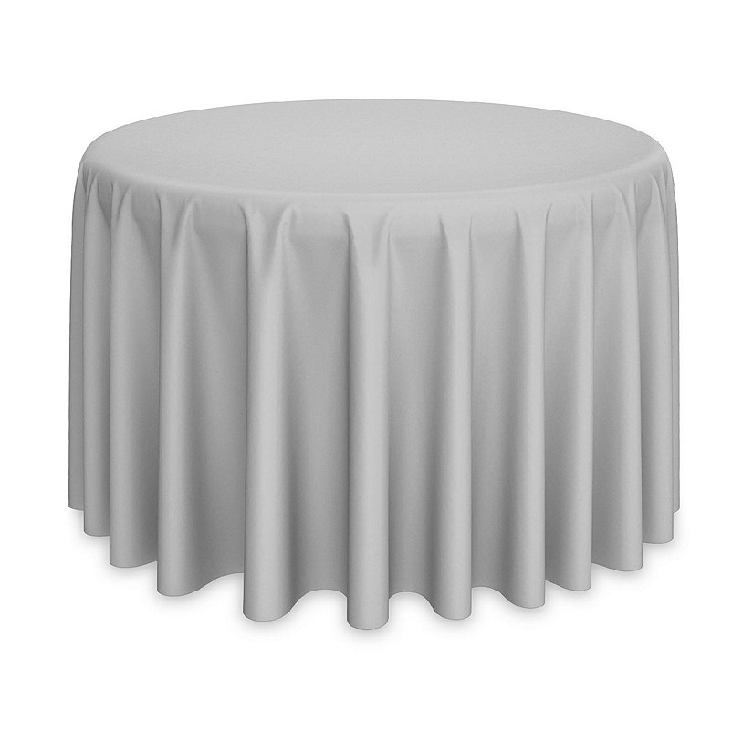 Lann's Linens 108" Round Wedding Banquet Polyester Fabric Tablecloth - Silver Image