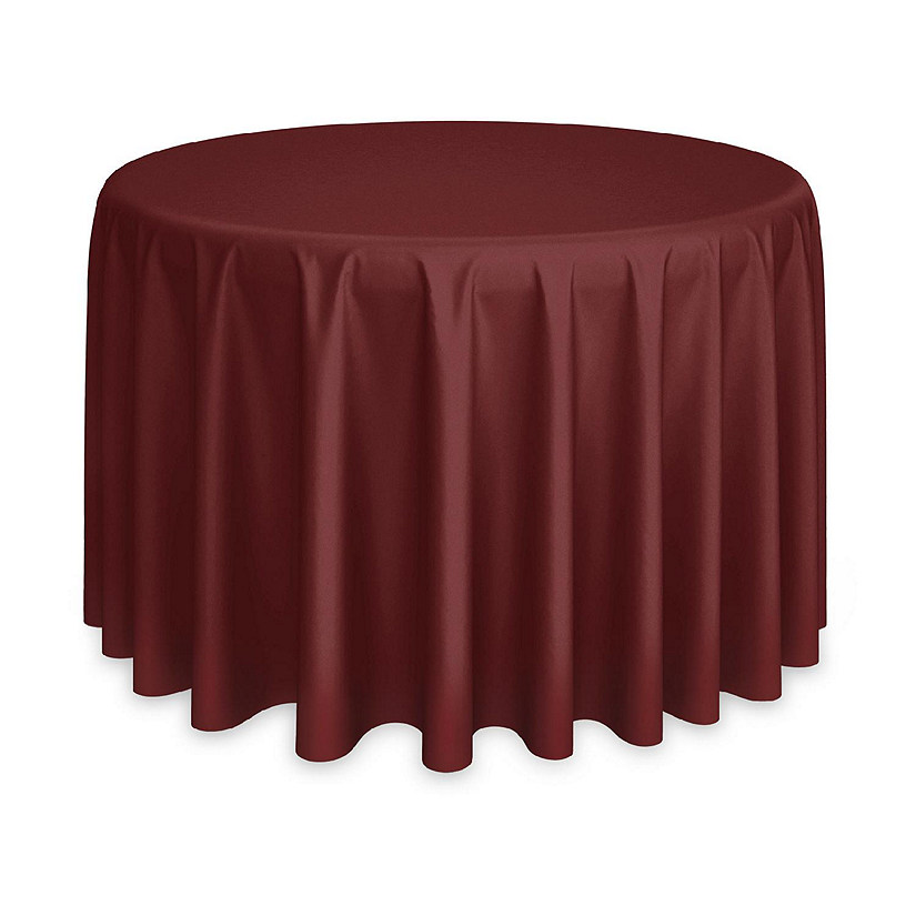 Lann's Linens 120" Round Wedding Banquet Polyester Fabric Tablecloth - Burgundy Image