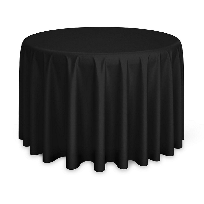 Lann's Linens 132" Round Wedding Banquet Polyester Fabric Tablecloth - Black Image