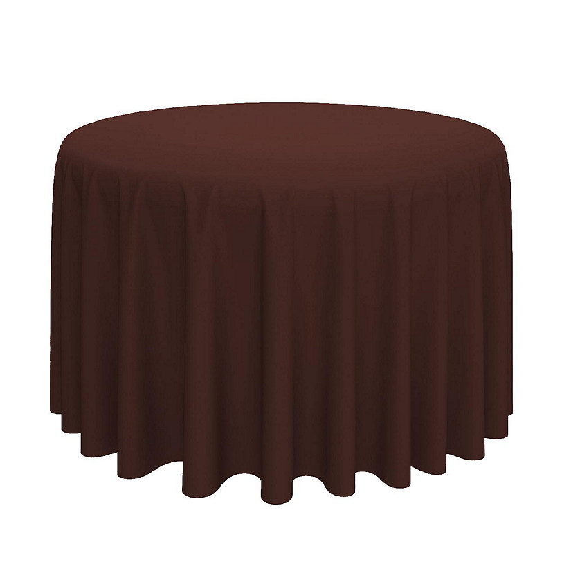 Lann's Linens 132" Round Wedding Banquet Polyester Fabric Tablecloth - Chocolate Brown Image