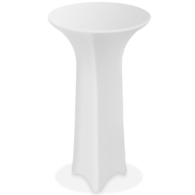 Lann's Linens 30" Round Highboy Cocktail Table Cover, Stretch Spandex Fitted White Tablecloth Image