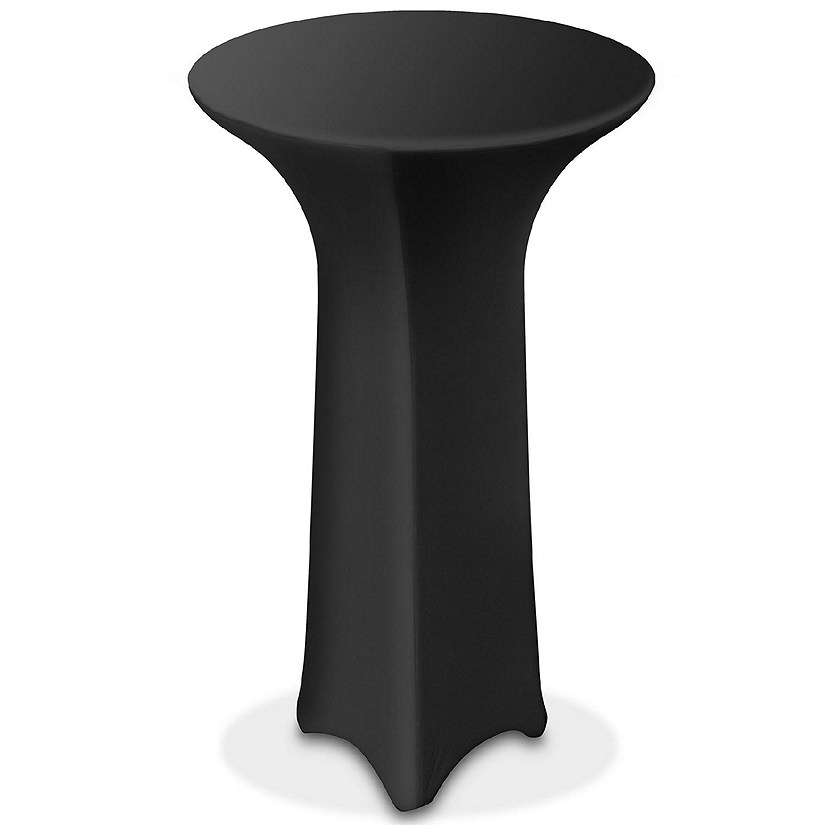 Lann's Linens 32" Round Highboy Cocktail Table Cover, Stretch Spandex Fitted Black Tablecloth Image