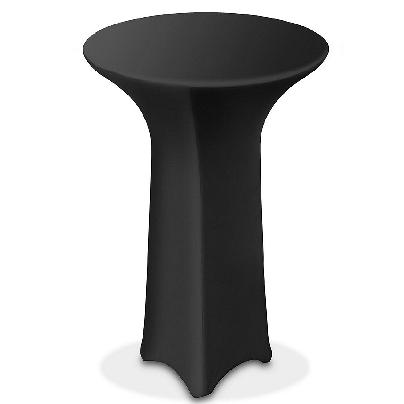 Lann's Linens 36" Round Highboy Cocktail Table Cover, Stretch Spandex Fitted Black Tablecloth Image