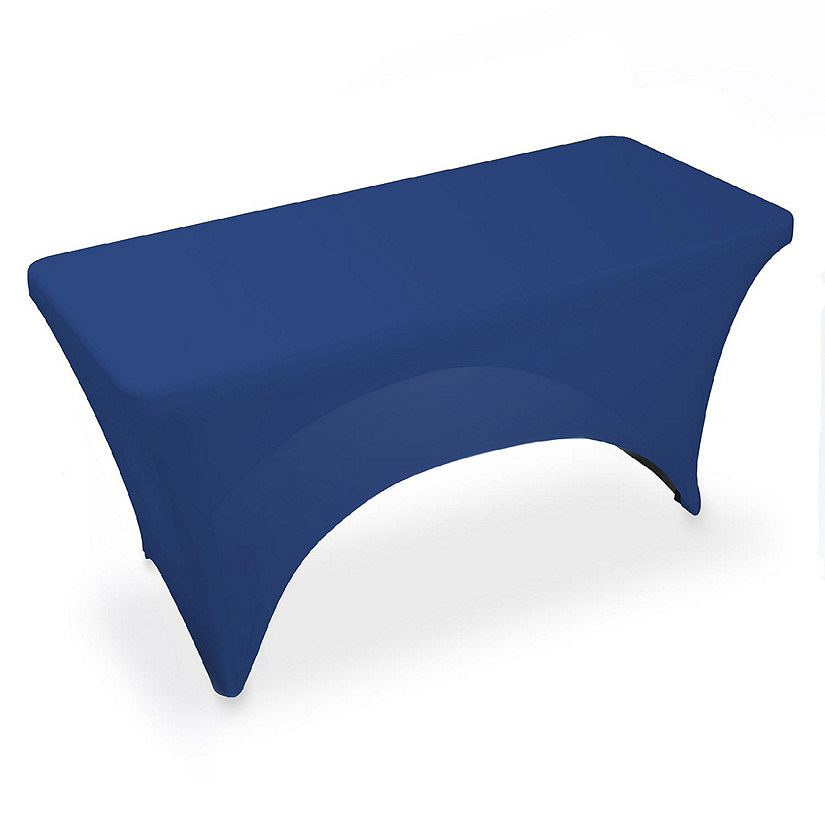 Lann's Linens 4' Fitted Spandex Stretch Fabric Tablecloth Cover for 48" x 24" Table Royal Blue Image