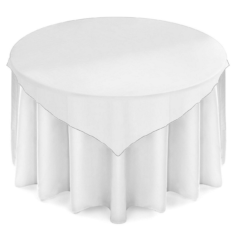 Lann's Linens 5 Organza Overlay Table Toppers 72" Square Wedding Tablecloth Covers - White Image