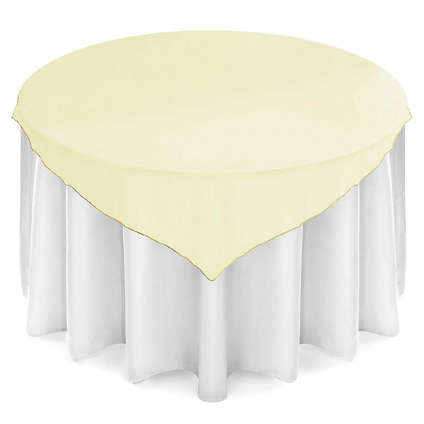 Lann's Linens 5 Organza Overlay Table Toppers 72" Square Wedding Tablecloth Covers - Yellow Image