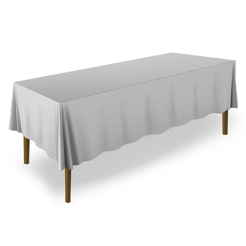 Lann's Linens 5 Pack 60"x126" Rectangular Wedding Banquet Polyester Fabric Tablecloth Silver Image