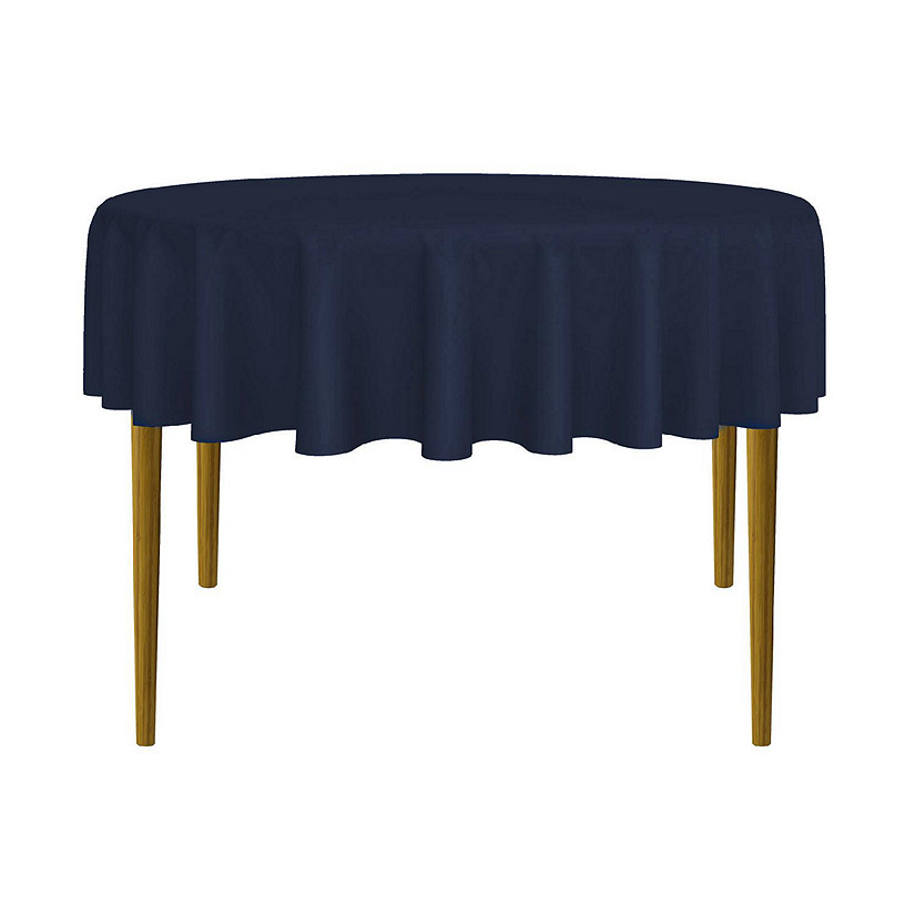 Lann's Linens 5 Pack 70" Round Wedding Banquet Polyester Fabric Tablecloths - Navy Blue Image