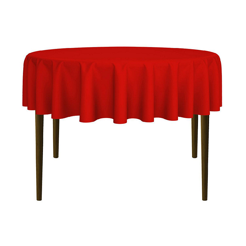 Lann's Linens 5 Pack 70" Round Wedding Banquet Polyester Fabric Tablecloths - Red Image
