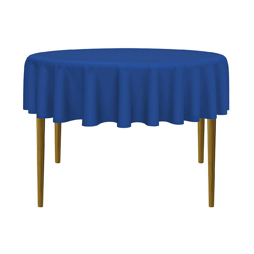 Lann's Linens 5 Pack 70" Round Wedding Banquet Polyester Fabric Tablecloths - Royal Blue Image