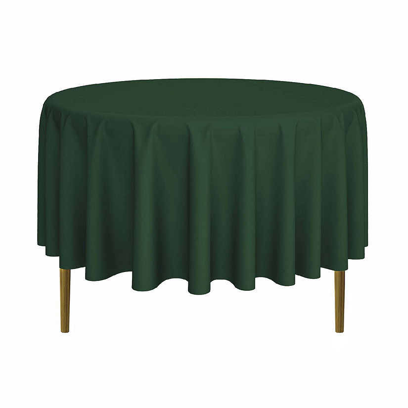 Lann's Linens 5 Pack 90" Round Wedding Banquet Polyester Fabric Tablecloths - Hunter Green Image