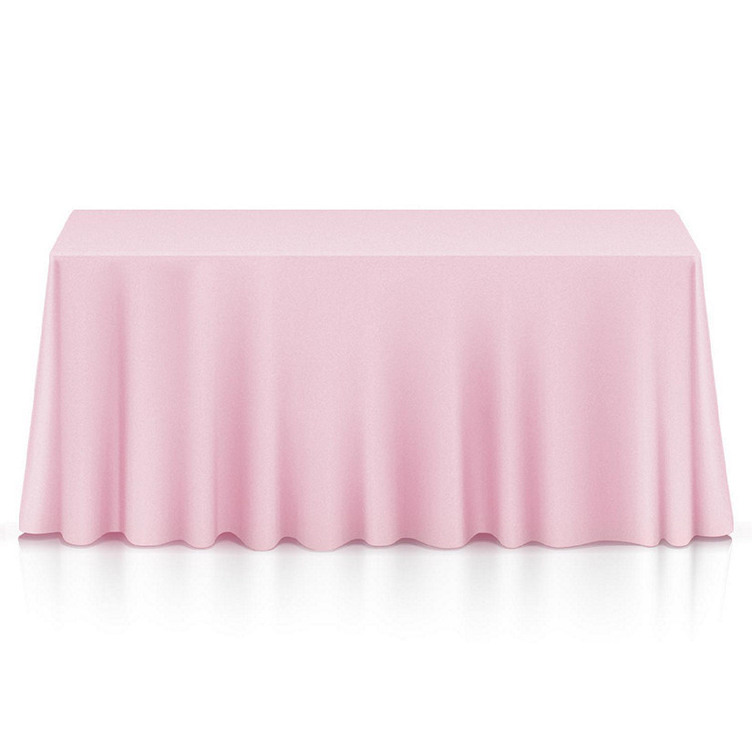 Lann's Linens 5 Pack 90" x 132" Rectangular Wedding Banquet Polyester Fabric Tablecloth Pink Image