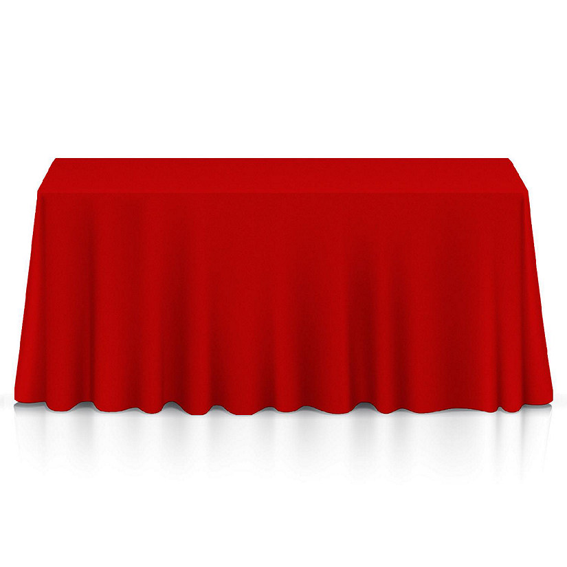 Lann's Linens 5 Pack 90" x 132" Rectangular Wedding Banquet Polyester Fabric Tablecloth Red Image