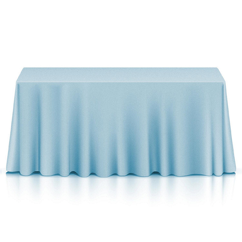 Lann's Linens 5 Pack 90" x 132" Rectangular Wedding Banquet Polyester Tablecloth Baby Blue Image
