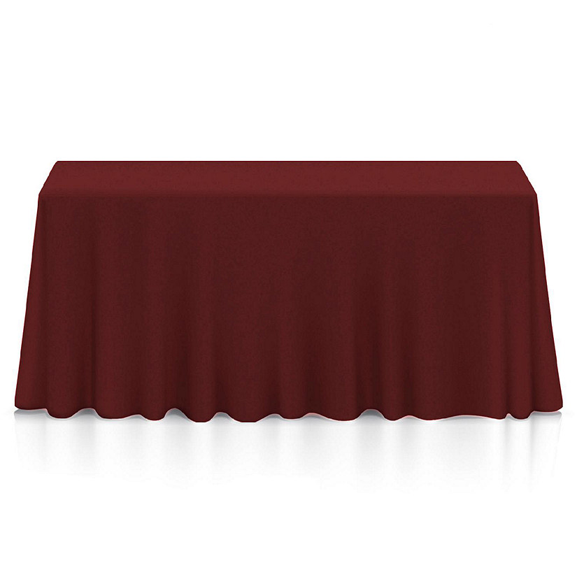 Lann's Linens 5 Pack 90" x 132" Rectangular Wedding Banquet Polyester Tablecloth Burgundy Image