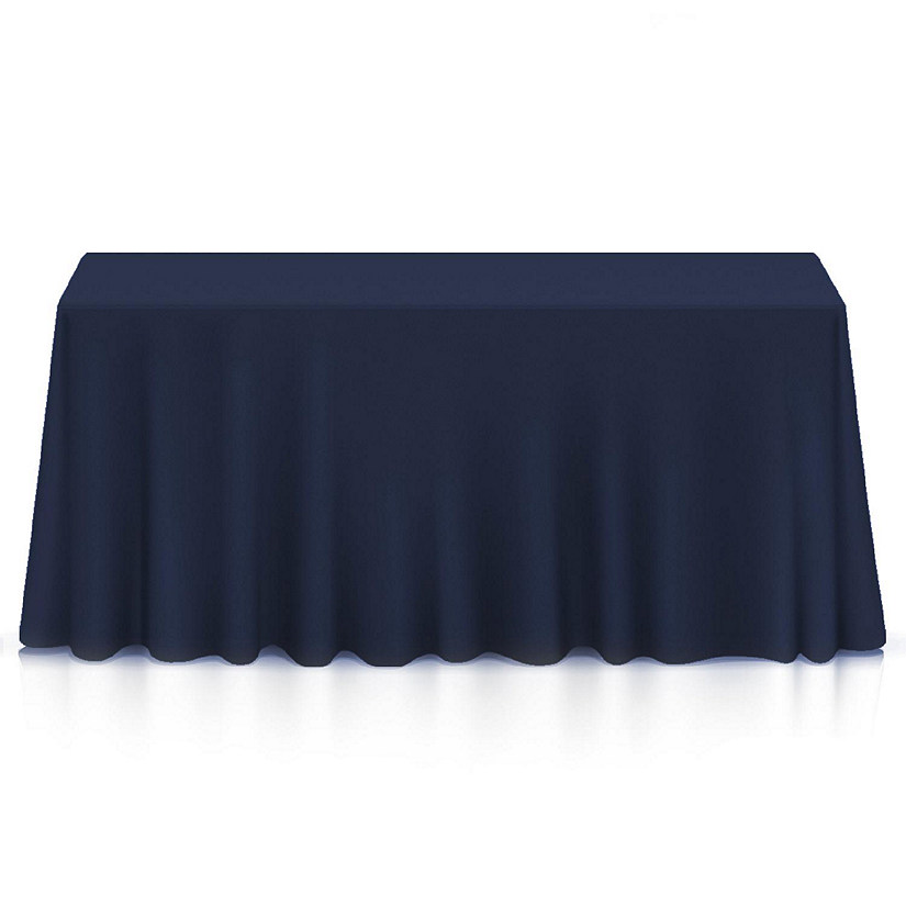Lann's Linens 5 Pack 90" x 132" Rectangular Wedding Banquet Polyester Tablecloth Navy Blue Image