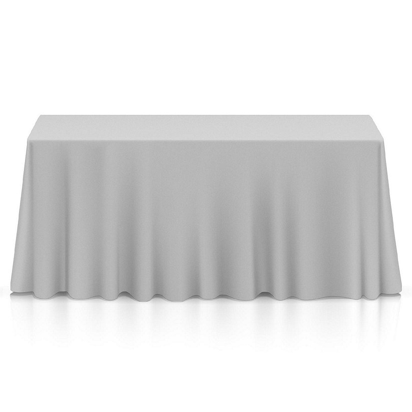 Lann's Linens 5 Pack 90" x 156" Rectangular Wedding Banquet Polyester Tablecloth Silver Image