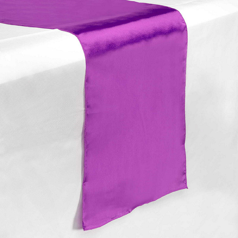 Lann's Linens 5 Satin 12" x 108" Long Wedding Dining Room Table Runners - Purple Image