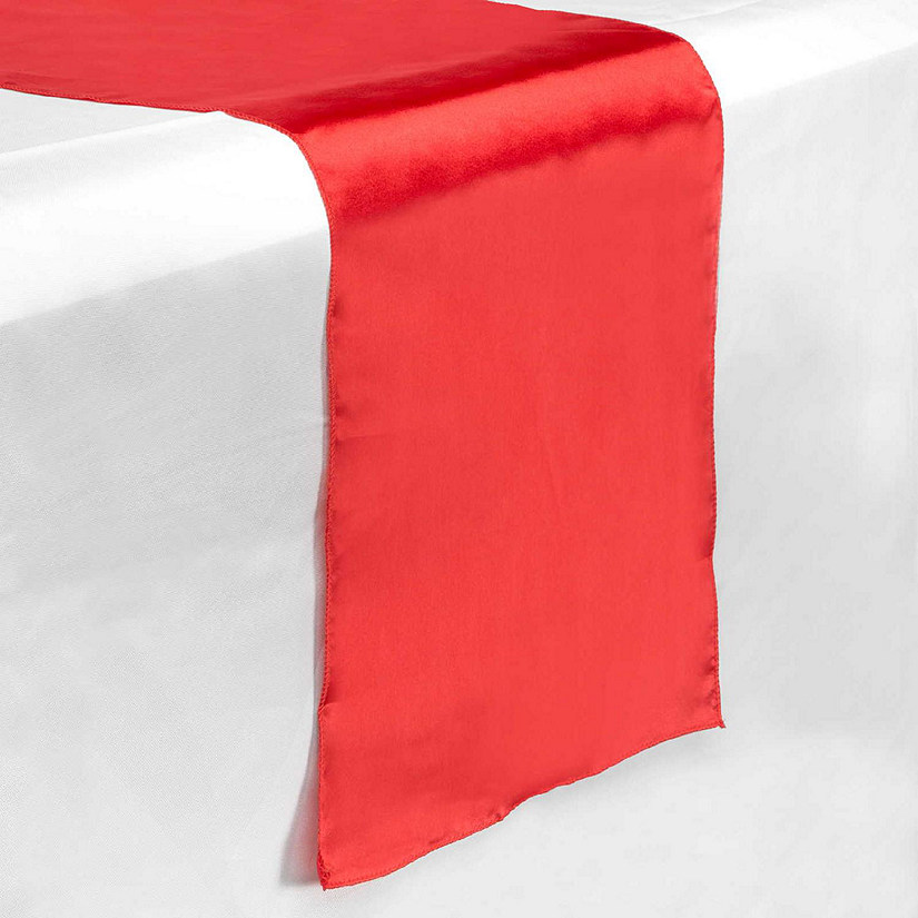 Lann's Linens 5 Satin 12" x 108" Long Wedding Dining Room Table Runners - Red Image
