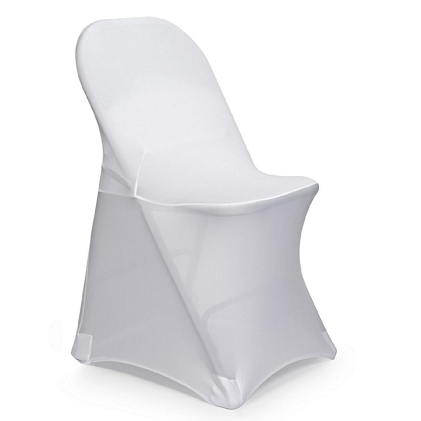 Lann's Linens 50pcs White Spandex Folding Chair Cover Wedding Party Banquet Fitted Slipcover Image