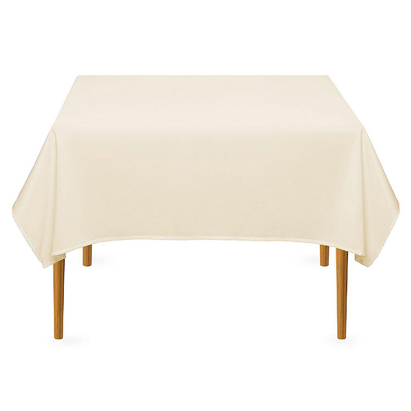 Lann's Linens 54" Square Wedding Banquet Polyester Fabric Tablecloth - Ivory Image