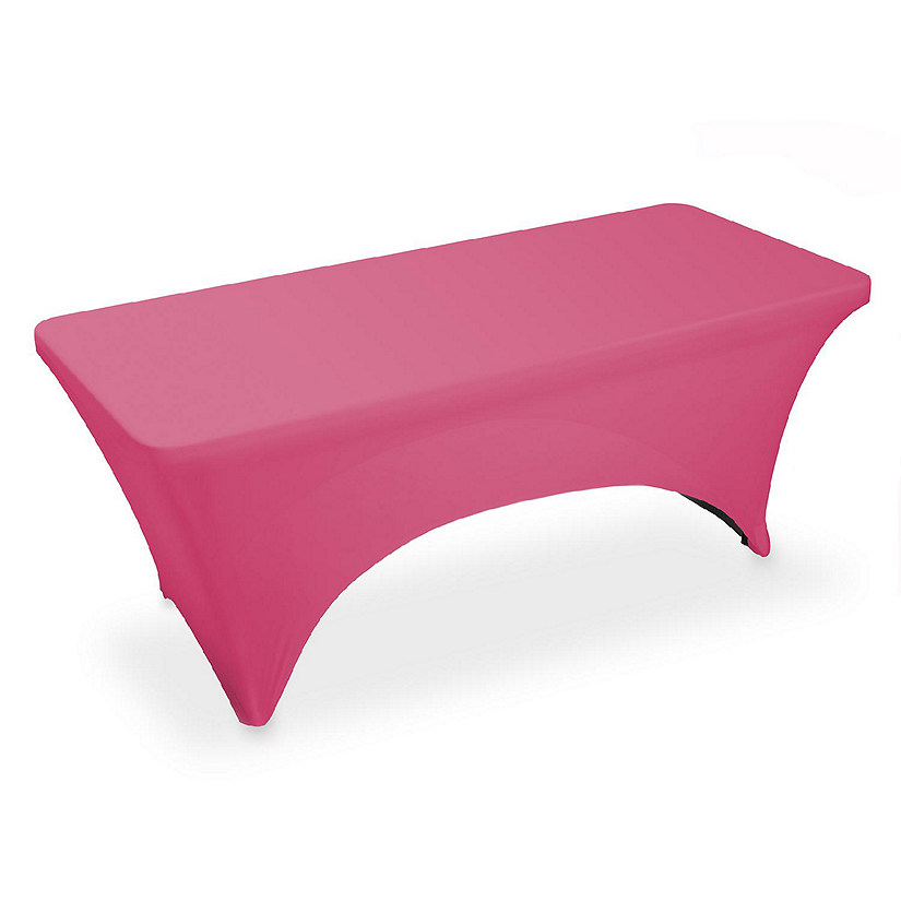 Lann's Linens 6' Fitted Spandex Stretch Fabric Tablecloth Cover for 72" x 30" Table - Fuchsia Image