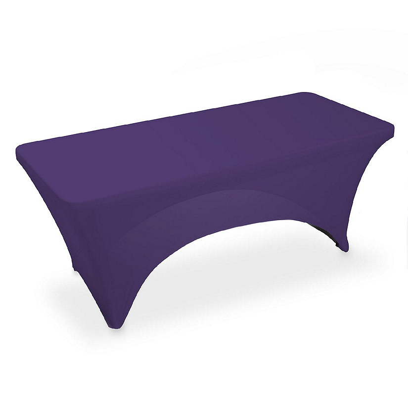 Lann's Linens 6' Fitted Spandex Stretch Fabric Tablecloth Cover for 72" x 30" Table - Purple Image