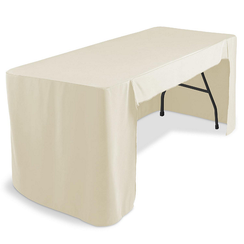 Lann's Linens 6' Fitted Tablecloth Cover with Open Back for Trade Show/Banquet/DJ Table, Ivory Image
