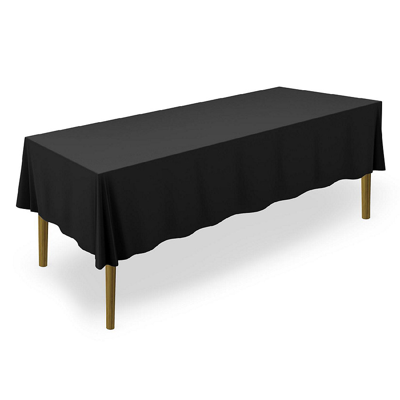 Lann's Linens 60" x 102" Rectangular Wedding Banquet Polyester Fabric Tablecloth - Black Image