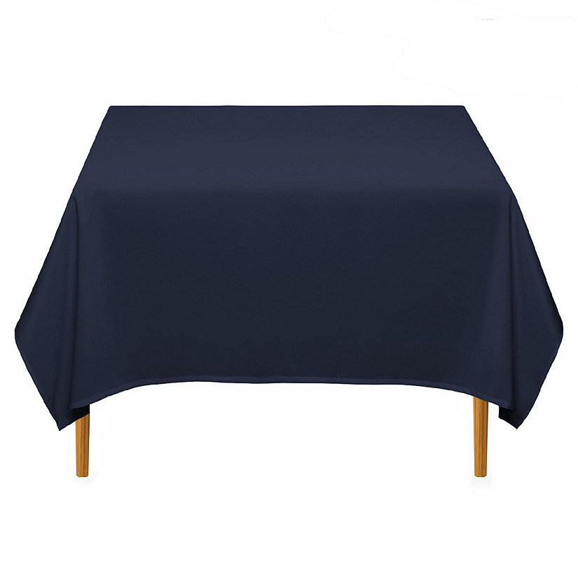 Lann's Linens 70" Square Wedding Banquet Polyester Fabric Tablecloth - Navy Blue Image