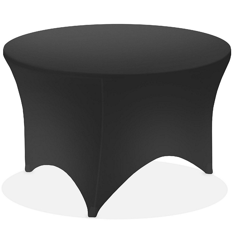 Lann's Linens 72-inch Round Spandex Tablecloth in Black, 6ft Stretch Fitted Table Cover Image