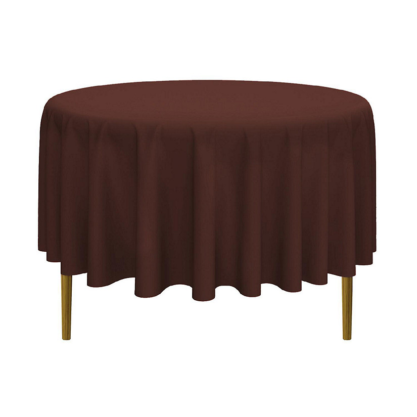 Lann's Linens 90" Round Wedding Banquet Polyester Fabric Tablecloth - Chocolate Brown Image