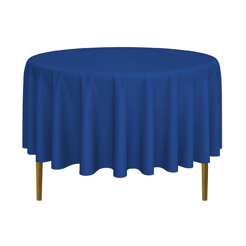 Lann's Linens 90" Round Wedding Banquet Polyester Fabric Tablecloth - Royal Blue Image