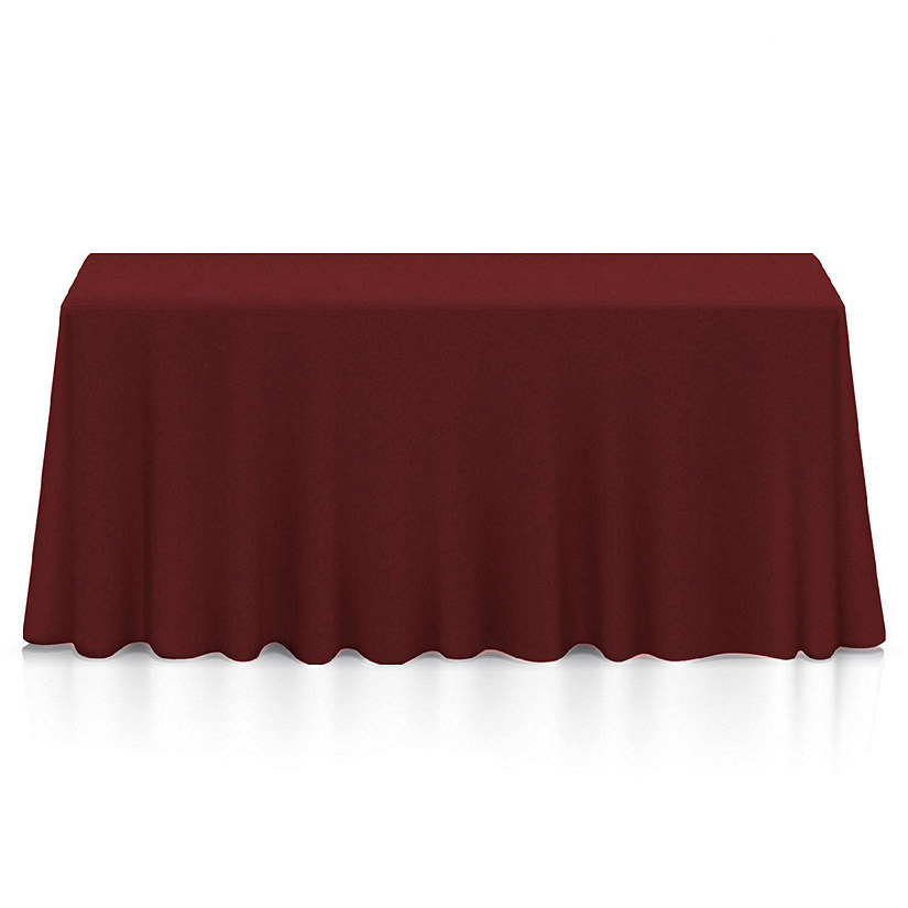Lann's Linens 90" x 132" Rectangular Wedding Banquet Polyester Fabric Tablecloth - Burgundy Image