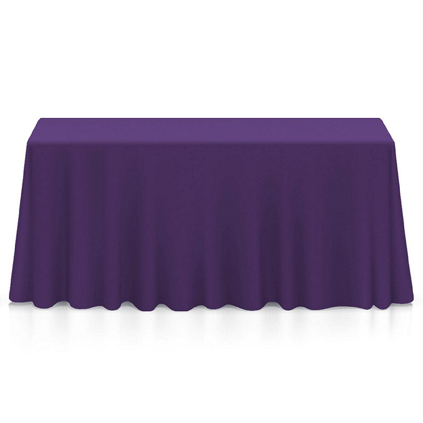 Lann's Linens 90" x 132" Rectangular Wedding Banquet Polyester Fabric Tablecloth - Purple Image