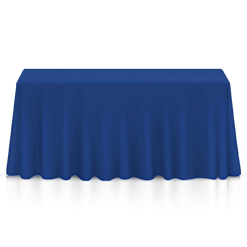 Lann's Linens 90" x 132" Rectangular Wedding Banquet Polyester Fabric Tablecloth - Royal Blue Image